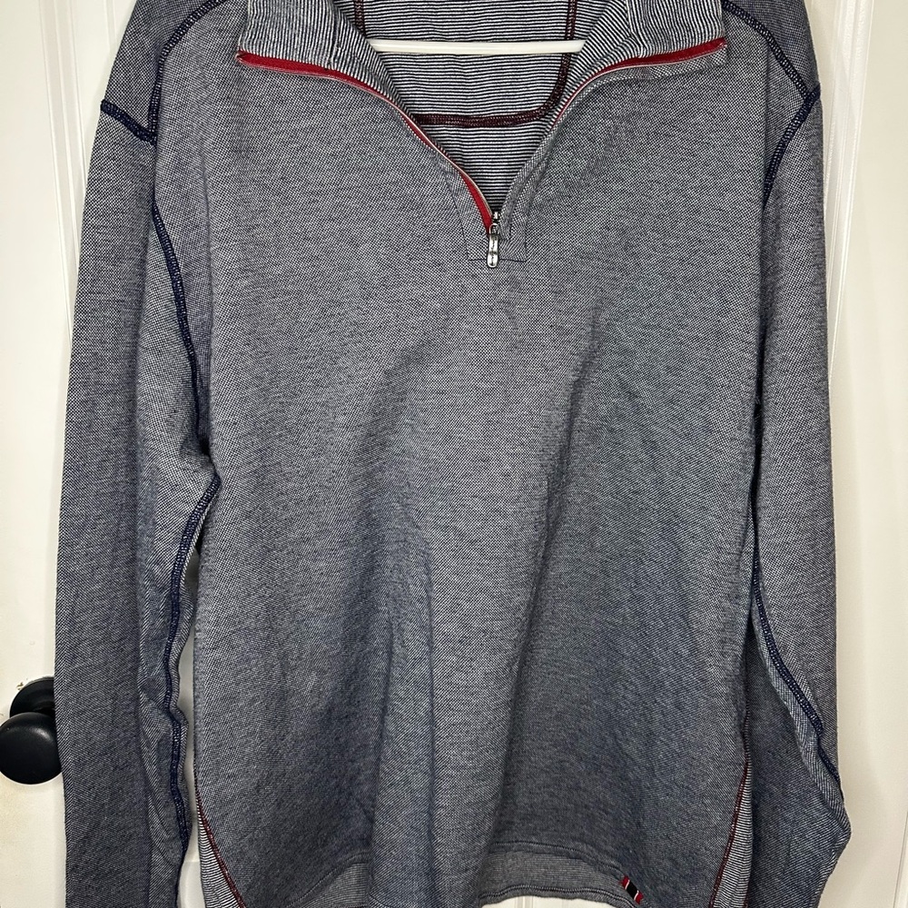 Tommy Bahama 1/4 Zip Pullover Mens Large Gray Lightweight Sweater Casual